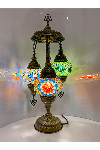 Glow Lambader 3''lü Otantik Lamba Dekor Abajur Aydınlatma Gece Lambası