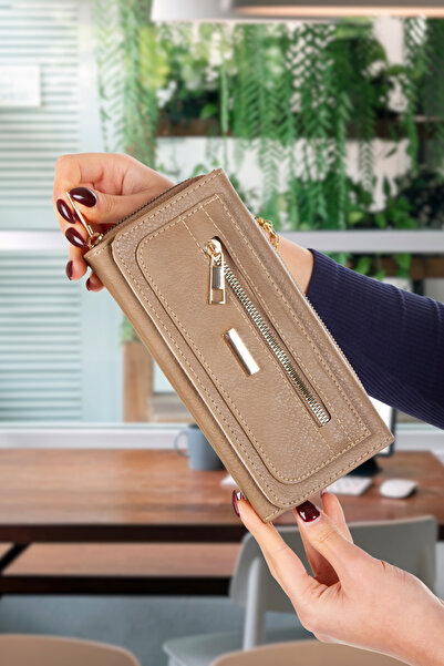 Adelina Bags Kadın Kağıt Para ve Kartlık Bölmeli Cüzdan Fermuar Detaylı