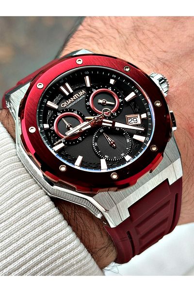 Quantum Functions Active 10 Atm Waterproof Silicone Cord Steel Case Men's Wristwatch