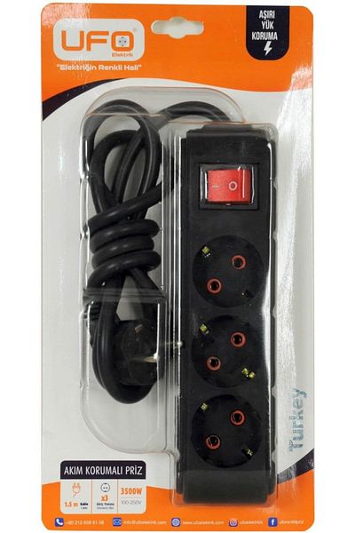 STOREMAX Svticaret 3-Plus Surge Protected Socket 1.5 Meter Wired Group Socket, Max 3500W Overload Protection 3