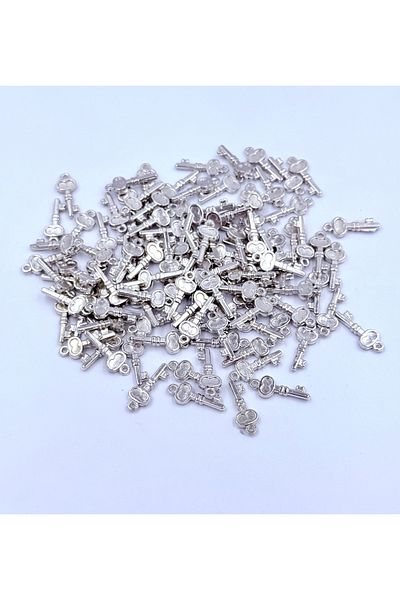 yiğit aksesuar 100Pcs Silver Color Key Figure Spacers Pendant