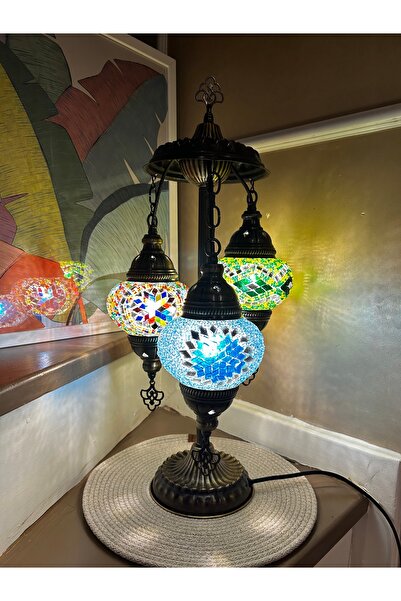 Glow Lambader 3''lü Otantik Lamba Dekor Abajur Aydınlatma Gece Lambası