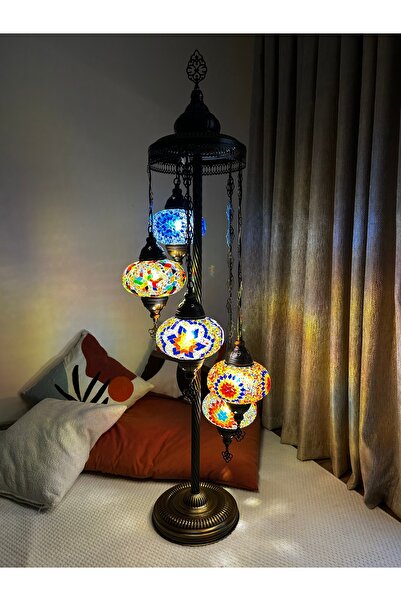 Glow Mozaik Ayaklı Lambader 5li Otantik Lamba Dekor Lamba