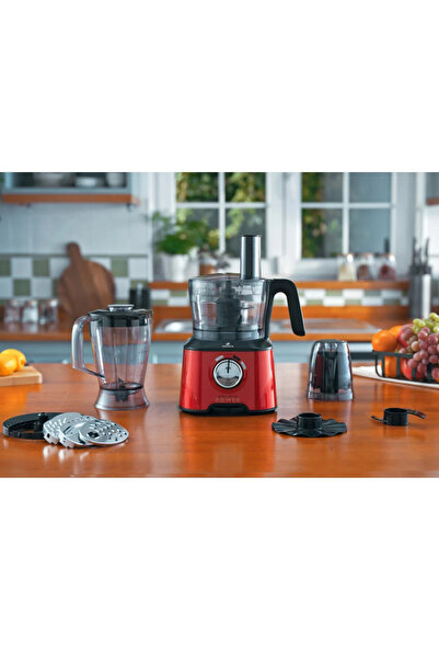 Karaca 11 Ürün 1 arada Çift katlı paslanmaz çelik rende başlığı , 4 kanatlı doğrayıcı 2500W Mutfak Robotu