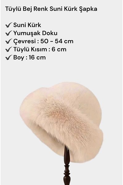 RBE Beige Mongolian Hairy Heart Winter Cool Women's Hat