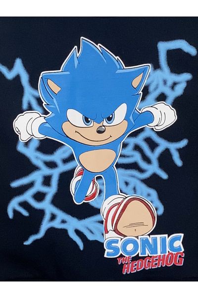 LİTTLE TORTOİSE Set de hanorac/pantaloni de trening cu mânecă lungă cu imprimeu sonic albastru pentru băiat