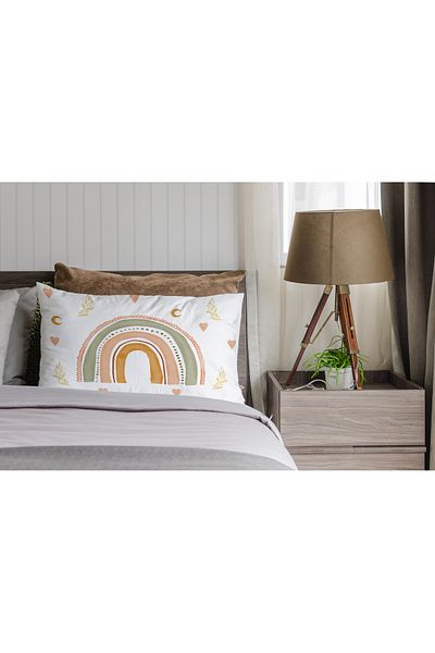 yok yok evim eve dair her şey Bohemian Rainbow Patterned Pillowcase