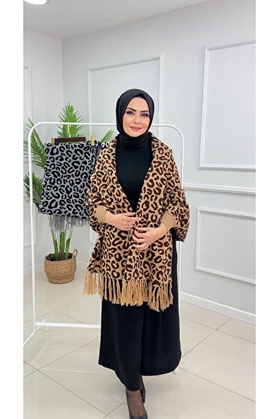 VALENS BOUTİQUE Leopard Pattern Hijab Poncho Bade