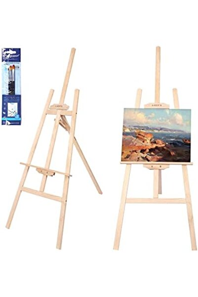 Ofigram Şövale, 175cm yüksekliğinde şövale ahşap, resim standı, tam ahşap, (3 adet fırça hediyeli)