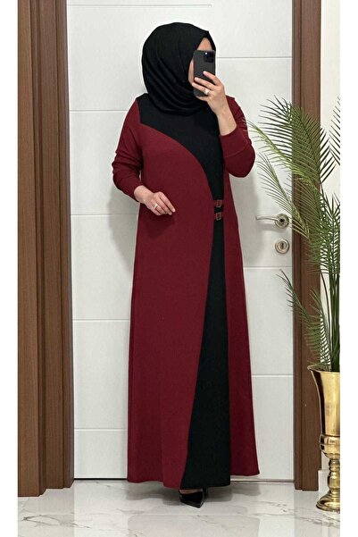 modasura 3390  K 70 BORDO KURDELA detay fitilli atlas kumaş  buyuk beden elbi...