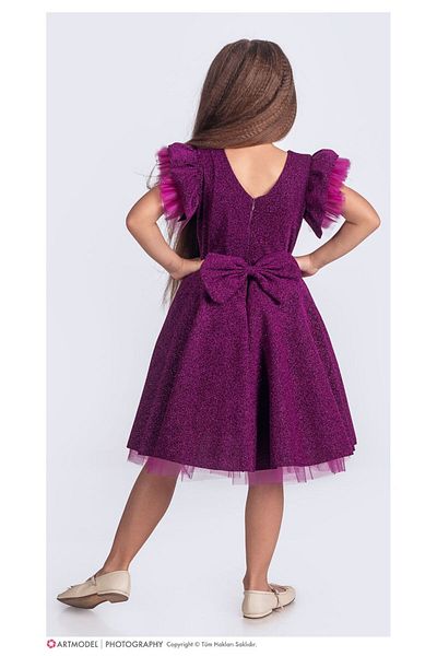 Little Pumpkin Girl's Evening Dress with Glitter Tutu Skirt