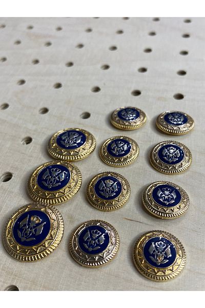 BALIM ÖRGÜ EVİ Gold Lord Figure Blue Painted Blazer Jacket and Overcoat