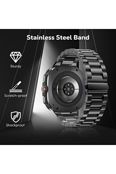 MMPSHOP ساعة سامسونج جالاكسي 7 الترا 47 ملم متوافقة مع الفولاذ المقاوم للصدأ، سوار ساعة ذكية بإبزيم معدني