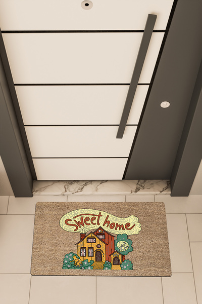 Dormot High Quality Digital Printing Brown, Colorful Home Home Sweet Themed Door Front Mat