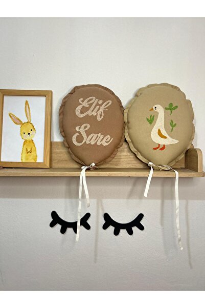 ebrulim Kahve ördek balon yastık 2li set bebek odası dekorasyonu