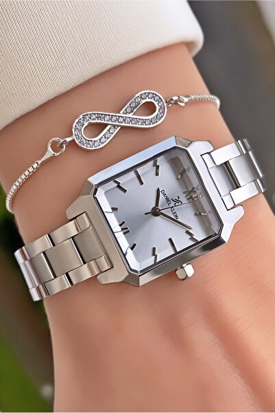 Daniel Klein Silver Color Women's Wristwatch - Small Case, Thin Cord, Bracelet