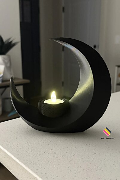 a life in games Yarım Ay Ledli Işıklı Biblo - Led mum hediyeli -  ev,ofis dek...