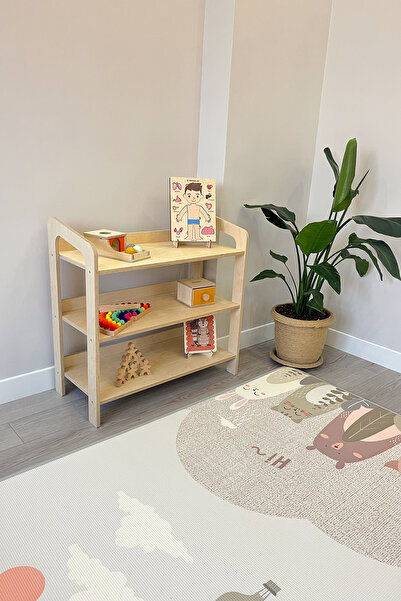 zoziva Montessori Raflı Ahşap Çocuk Odası Dolabı - Naturel