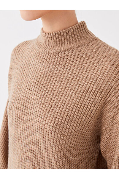 LC Waikiki Yarım Balıkçı Yaka Düz Uzun Kollu Oversize Kadın Triko Tunik