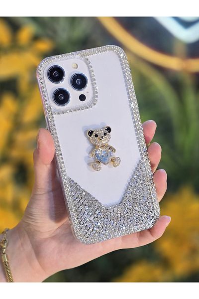 OSG حافظة هاتف واقية فاخرة فاخرة متوافقة مع هاتف iPhone 15 Pro Max مع حجر حرف ثلاثي الأبعاد