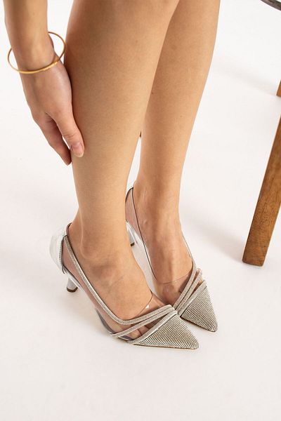 DC DONNA Pantofi de rochie de seara Printesa Transparenta Arc Stone 9cm