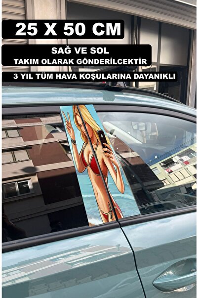 ÖZGÜL REKLAM GTA Sarışın Kadın Araç Kapı Direk Kaplama 50x25 CM 2 ADET / Diji...