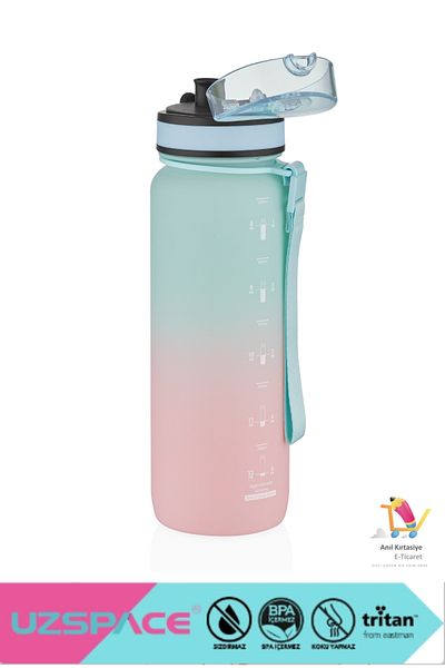 Uzspace 800ml Softtouch Tritan Water Bottle - New Size, Dual Color Motivation