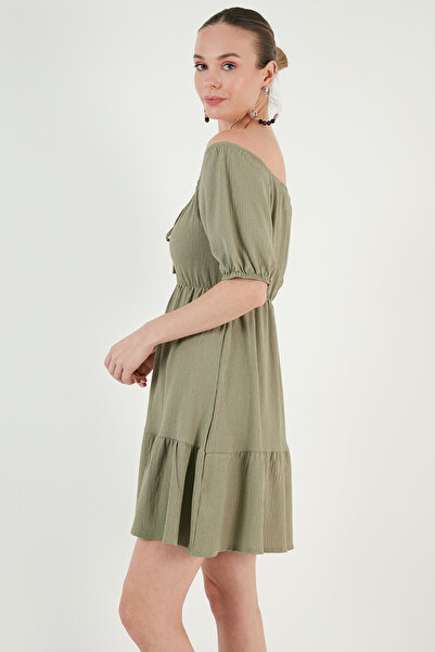 Lela Önü Büzgülü Balon Kollu Mini Elbise ELBİSE 5869005