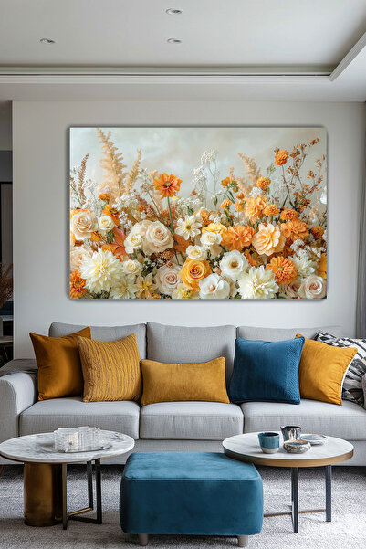 Arkeot Çiçek Bahçesi Kanvas Duvar Tablosu Dekoratif Şık Salon Oturma odası antre dekor Büyük