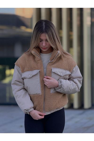 KINGAF Plush Women's Coat with Pouch