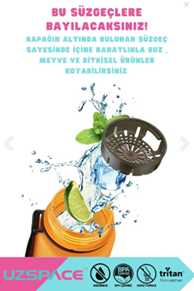 Uzspace 800ml -yeni Ebat-çift Renk Motivasyon Tritan Su Matarası Softtouch