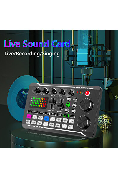 IntersTech Stüdyo Canlı Yayın Ses Kayıt Mikseri Kartı Bluetooth DJ  Mikrofon Bağlantı Youtuber Tiktok Ses Kartı
