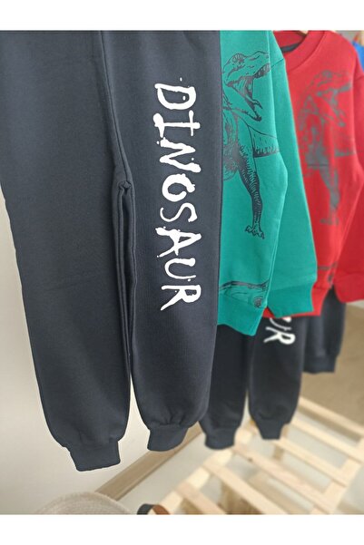 Genel Markalar DİNOSAUR Desenli Efsane Bisiklet Yaka Efsane Kırmızı Takım