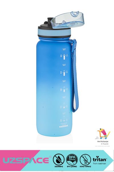 Uzspace 800ml Softtouch Tritan Water Bottle - New Size, Dual Color Motivation