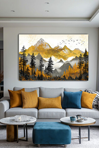 KanvasSepeti Златни върхове Платно за стена Декоративна пейзажна картина за х...