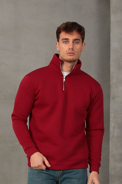 COTTONLAB Hanorac unisex, cu croiala relaxată, cu textura moale, cu jumătate de fermoar, cu guler ridicat