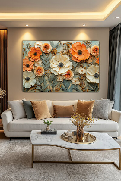 Arkeot Çiçekli Düşler Kanvas Duvar Tablosu Dekoratif Modern  Salon Oturma odası antre dekor Büyük