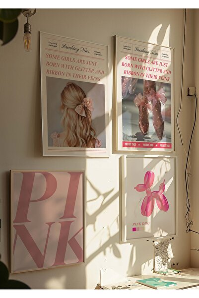 DES VU PRINT 4'lü Coquette Temalı Balerin Poster Seti