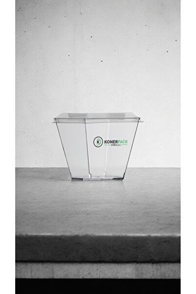 KONERPACK Prizma Tatlı Kasesi 100 Adet Kapak Dahil,Şeffaf Renk Magnolya kases...