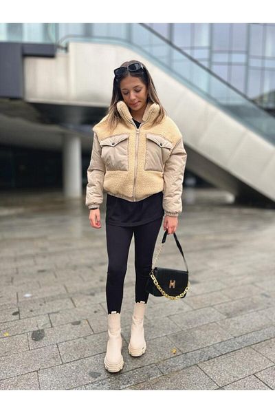 KINGAF Plush Women's Coat with Pouch