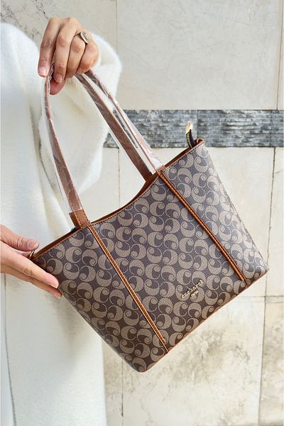 Cacharel Original Cacharel Paris Women's Coffee Tan 5 Compartments Shoulder and Crossbody Bag