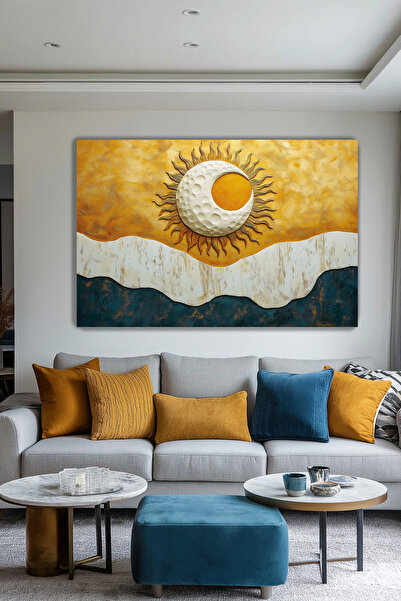 KanvasSepeti Ден и нощ Платно за стена Декоративно изкуство Пейзаж Хол Декор ...