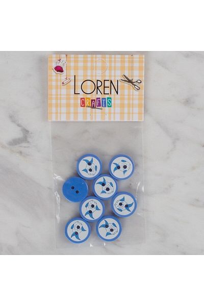 Hangora Loren Crafts Dark Blue 8-Piece Fish Button - 576