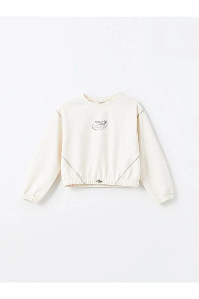 LC Waikiki Σετ φόρμας για κορίτσια LCW Kids Ecru Crew Neck