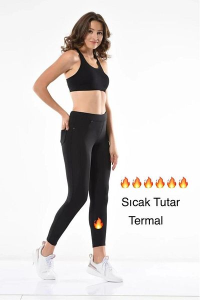 EREN STYLE Pantaloni din bumbac termic de iarnă cu buzunare-1144