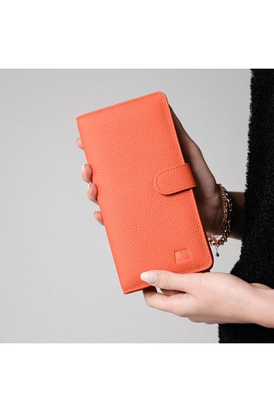 Deriza Orange Genuine Leather - Twist 2323 Unisex Wallet with Phone Compartment