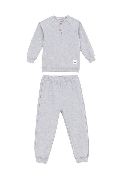 DUFFY KİDS Button Detailed Seasonal Basic Suit 2-8 Years Gray Color