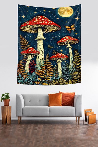 on the clouds Colorful Night Sky Patterned - Non-Stick Fabric Wall Tapestry