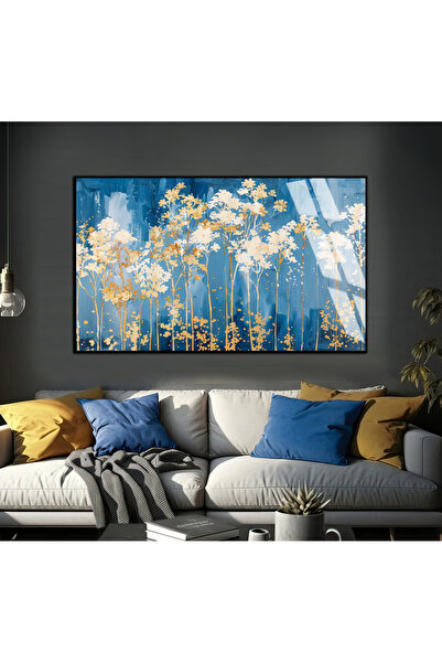 Harika bir ev HARİKABİREV | ALBASTRU-ARĂTATIU AURIT FORMĂ DE ARBORE ABSTRACTĂ...