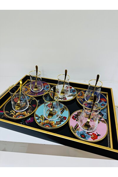 EVRA 6 Kişilik 19 Parça Tepsili Çay Seti m2